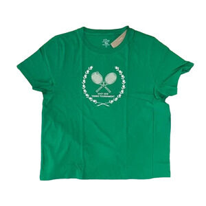 NWT J. Crew Kelly Green W/White "Tennis Tournament" Graphic Relaxed T-Shirt